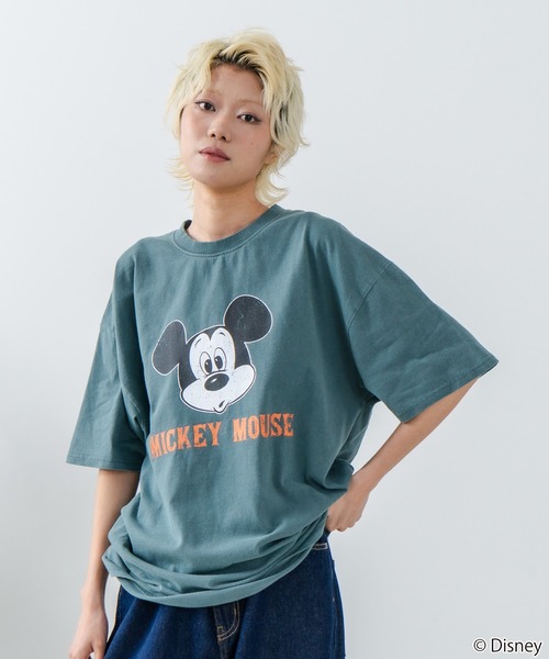 Disney(ディズニー)の「【Disney /ディズニー】 MICKEY MOUSE ミッキーマウスパウダーブリーチ加工 ビッグシルエットTシャツ ドロップショルダー オーバーサイズ ヴィンテージ加工(Tシャツ/カットソー・メンズ・ダークグリーン/ブラック・MEDIUM/X-LARGE/LARGE)」の18枚目の写真