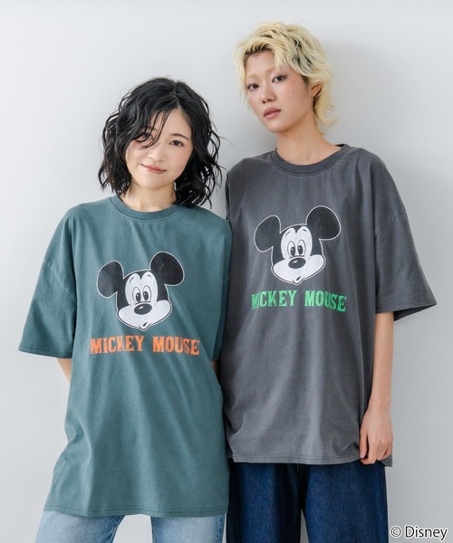 Disney(ディズニー)の「【Disney /ディズニー】 MICKEY MOUSE ミッキーマウスパウダーブリーチ加工 ビッグシルエットTシャツ ドロップショルダー オーバーサイズ ヴィンテージ加工(Tシャツ/カットソー・メンズ・ダークグリーン/ブラック・MEDIUM/X-LARGE/LARGE)」の20枚目の写真