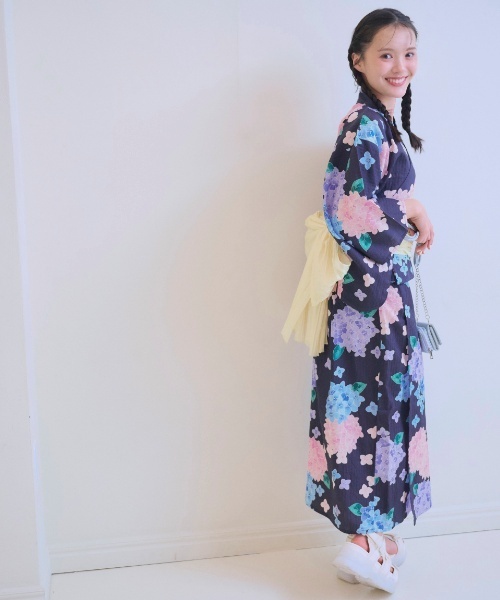❤️浴衣　夏着物　紫陽花　綿100% しつけ付き　トールサイズ ❤️浴衣夏着物紫陽花綿100% しつけ付きトールサイズ