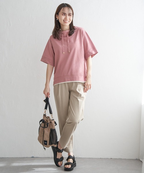 ikka（イッカ）の「【親子コーデ】コットンUSAミニワッフルスピンドル（Tシャツ/カットソー・レディース・ピンク/オフホワイト/ライトグレー/ブラック/グリーン・M/L/S）」の12枚目の写真