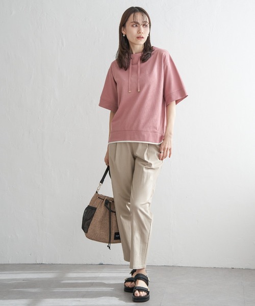 ikka（イッカ）の「【親子コーデ】コットンUSAミニワッフルスピンドル（Tシャツ/カットソー・レディース・ピンク/オフホワイト/ライトグレー/ブラック/グリーン・M/L/S）」の13枚目の写真