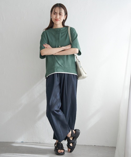 ikka（イッカ）の「【親子コーデ】コットンUSAミニワッフルスピンドル（Tシャツ/カットソー・レディース・ピンク/オフホワイト/ライトグレー/ブラック/グリーン・M/L/S）」の18枚目の写真