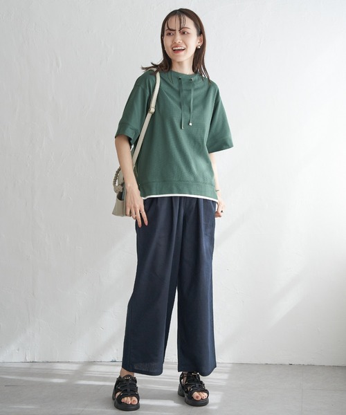 ikka（イッカ）の「【親子コーデ】コットンUSAミニワッフルスピンドル（Tシャツ/カットソー・レディース・ピンク/オフホワイト/ライトグレー/ブラック/グリーン・M/L/S）」の19枚目の写真