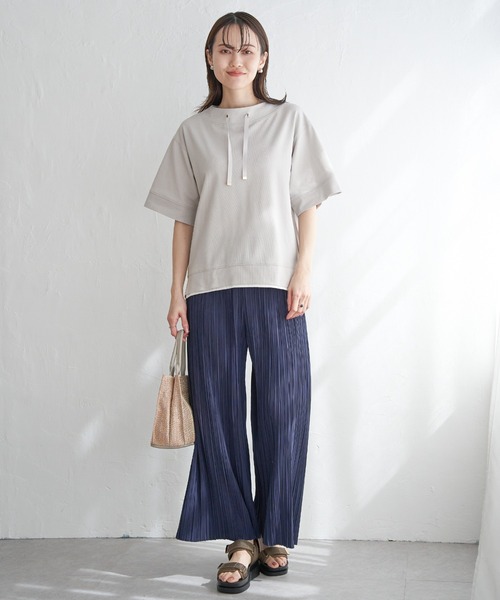 ikka（イッカ）の「【親子コーデ】コットンUSAミニワッフルスピンドル（Tシャツ/カットソー・レディース・ピンク/オフホワイト/ライトグレー/ブラック/グリーン・M/L/S）」の6枚目の写真