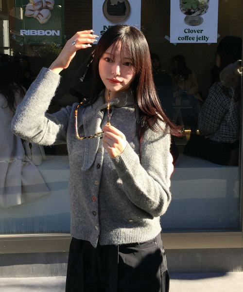 Judin（ジュディン）の「タイ付きニットカーディガン【JD】（カーディガン/ボレロ・レディース・マルチ/グレー・FREE）」の12枚目の写真