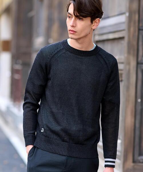 DRESSTERIOR（ドレステリア）の「ペーパーコットン ドライニット（ニット/セーター・メンズ・ブラック/サックスブルー/グレー・90/91/92/94）」の2枚目の写真