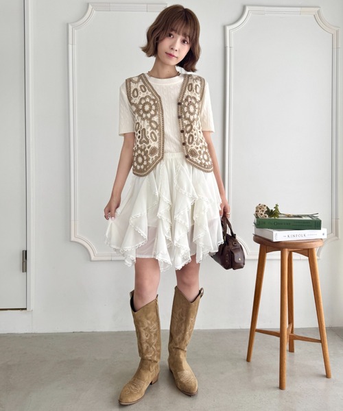Fabiane Roux - nowos ＊ スエードベスト AMBIDEX Store △〇lasew ベスト(F キナリ): FLAT-cic-HATENA