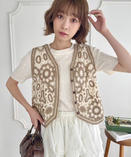 CADUNE◆ベスト/36/ポリエステル/BRW/72349841 CADUNE（カデュネ）の「ポケットベスト（その他アウター）」 - WEAR