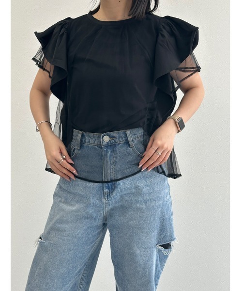 fifth(フィフス)の「チュールフリルTシャツ(Tシャツ/カットソー・レディース・オフホワイト/ブラック/ライトブルー・M)」の20枚目の写真