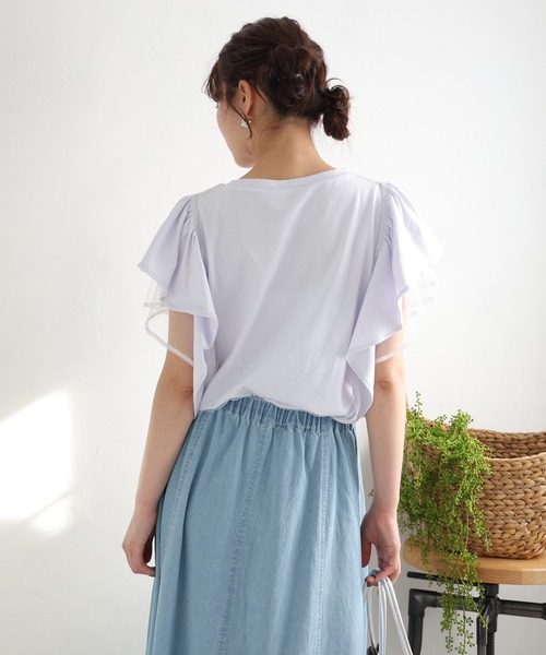 fifth(フィフス)の「チュールフリルTシャツ(Tシャツ/カットソー・レディース・オフホワイト/ブラック/ライトブルー・M)」の14枚目の写真