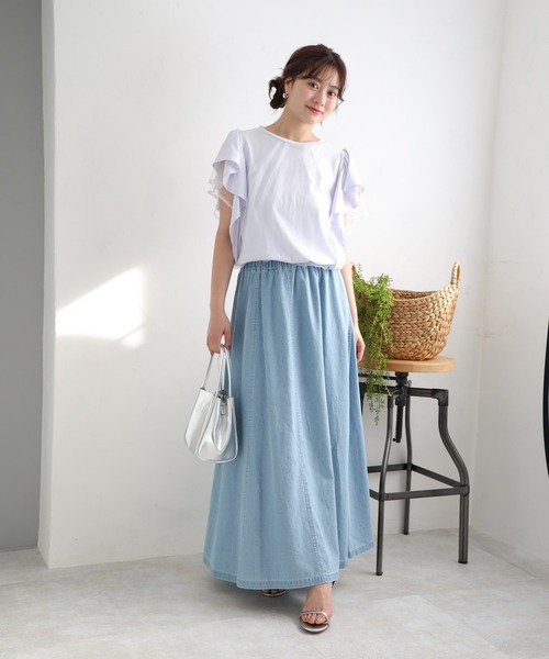 fifth(フィフス)の「チュールフリルTシャツ(Tシャツ/カットソー・レディース・オフホワイト/ブラック/ライトブルー・M)」の15枚目の写真