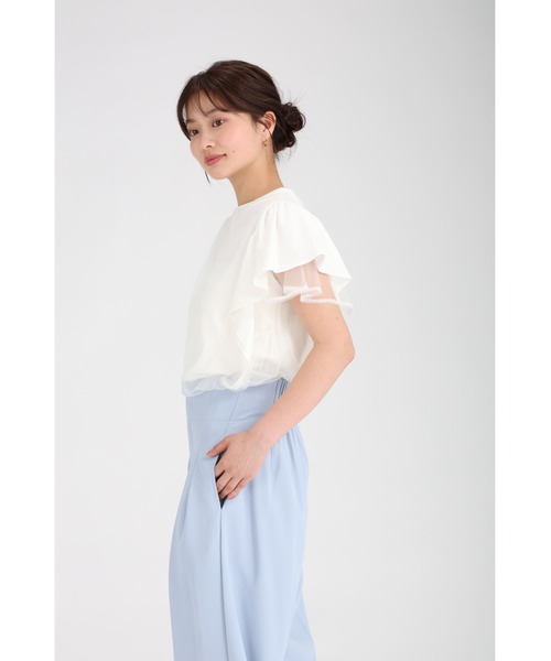 fifth(フィフス)の「チュールフリルTシャツ(Tシャツ/カットソー・レディース・オフホワイト/ブラック/ライトブルー・M)」の5枚目の写真