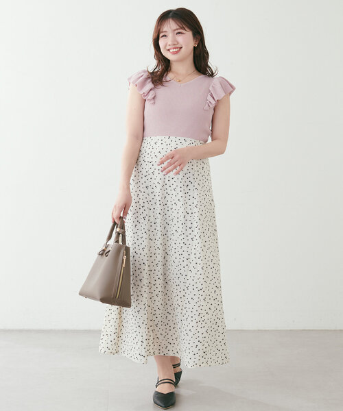natural couture ワンピース 「canami」フリル袖ニット