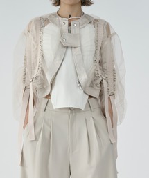 Ezick | Mode elegant シャーリングチュールブルゾン(ブルゾン)