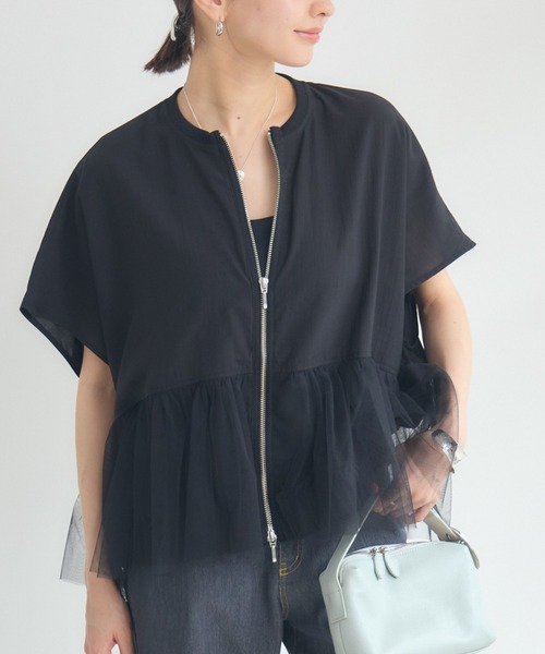KATHARINE ROSS（キャサリンロス）の「【Pillini/ピリーニ】チュールシアーブルゾン（ブルゾン・レディース・ブラック/アイボリー・MEDIUM）」の2枚目の写真