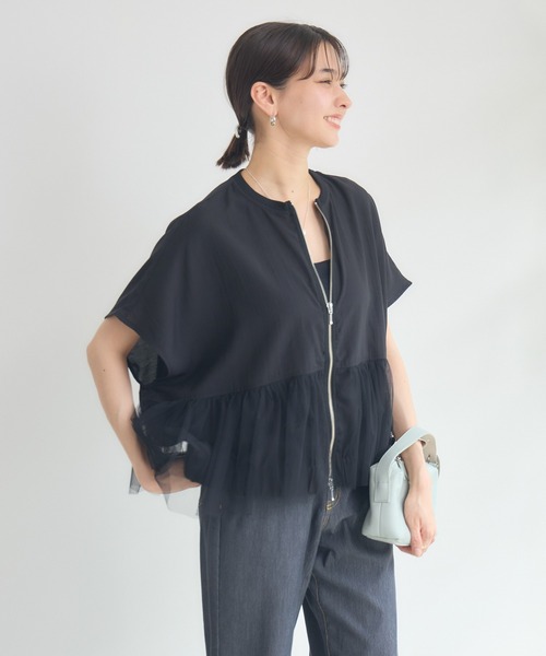 KATHARINE ROSS（キャサリンロス）の「【Pillini/ピリーニ】チュールシアーブルゾン（ブルゾン・レディース・ブラック/アイボリー・MEDIUM）」の7枚目の写真