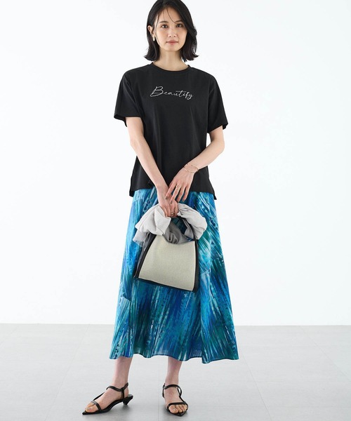 A/C DESIGN BY ALPHA CUBIC(エーシーデザインバイアルファキュービック)の「2025春夏【接触冷感・UVカット】刺しゅうロゴTシャツ(Tシャツ/カットソー・レディース・ブラック/オフホワイト・M/L)」の10枚目の写真