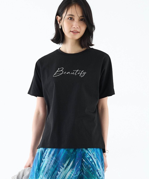 A/C DESIGN BY ALPHA CUBIC(エーシーデザインバイアルファキュービック)の「2025春夏【接触冷感・UVカット】刺しゅうロゴTシャツ(Tシャツ/カットソー・レディース・ブラック/オフホワイト・M/L)」の13枚目の写真