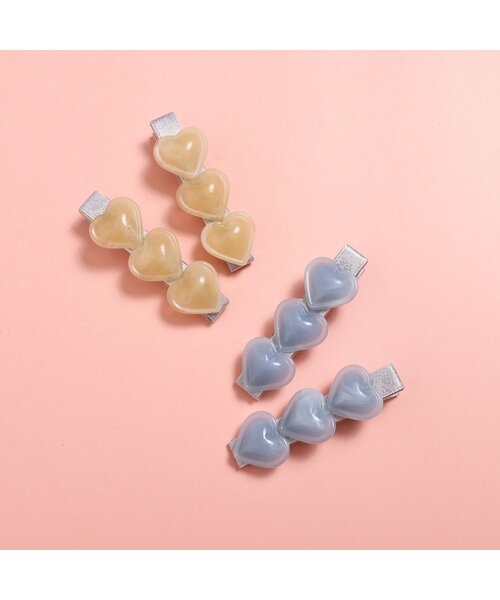 apres les cours(アプレレクール)の「ハートモチーフヘアクリップセット(バレッタ/ヘアクリップ・キッズ・アイボリー/ブルー・FREE)」の14枚目の写真