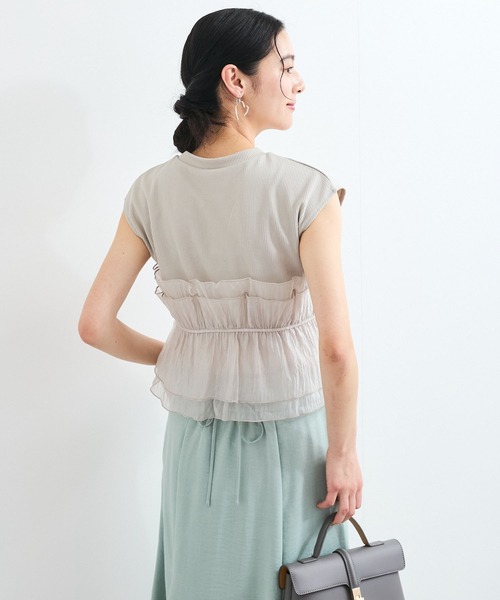 VIS（ビス）の「旬なレイヤードスタイルが叶う！ビスチェドッキングフレンチスリーブプルオーバー【洗える】（Tシャツ/カットソー・レディース・ホワイト系その他5/ブラック系その他/グレー系その他/ホワイト系その他・FREE）」の22枚目の写真