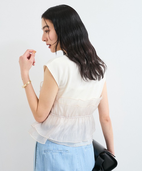 VIS（ビス）の「旬なレイヤードスタイルが叶う！ビスチェドッキングフレンチスリーブプルオーバー【洗える】（Tシャツ/カットソー・レディース・ホワイト系その他5/ブラック系その他/グレー系その他/ホワイト系その他・FREE）」の18枚目の写真