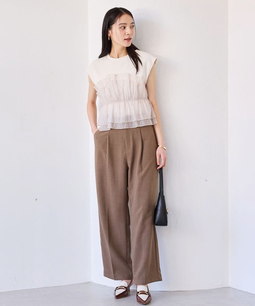 VIS（ビス）の「旬なレイヤードスタイルが叶う！ビスチェドッキングフレンチスリーブプルオーバー【洗える】（Tシャツ/カットソー・レディース・ホワイト系その他5/ブラック系その他/グレー系その他/ホワイト系その他・FREE）」の5枚目の写真