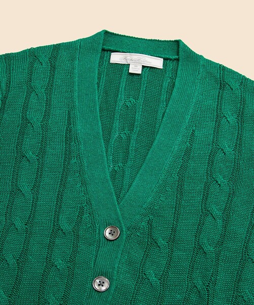 BROOKS BROTHERS(ブルックスブラザーズ)の「リネン ケーブル Vネックカーディガン(カーディガン/ボレロ・レディース・ネイビー/グリーン・MEDIUM/LARGE/SMALL/X-SMALL)」の8枚目の写真