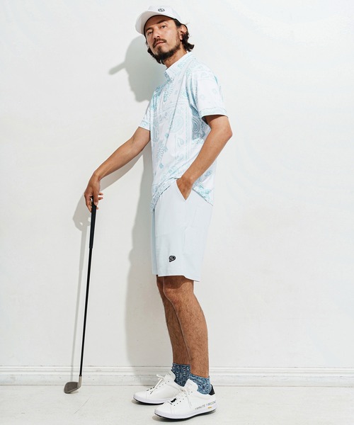 1minute 1second(ワンミニットワンセカンド)の「mhs2364-bandana pattern polo shirt ポロシャツ(ポロシャツ・メンズ・ブラック×ホワイト/ホワイト×ブラック/ホワイト×ブルー・S/M/L/XL)」の6枚目の写真