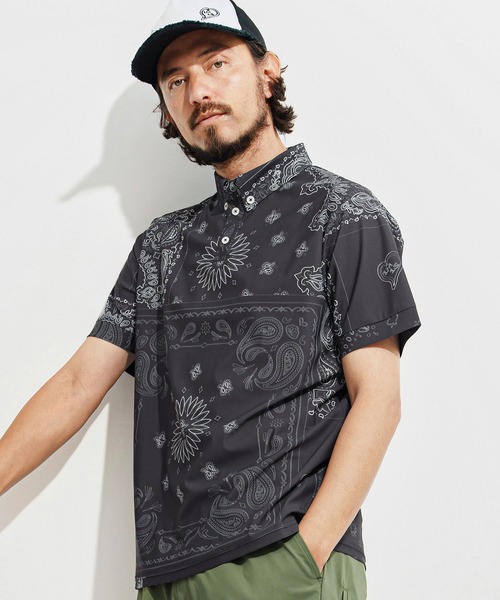 1minute 1second(ワンミニットワンセカンド)の「mhs2364-bandana pattern polo shirt ポロシャツ(ポロシャツ・メンズ・ブラック×ホワイト/ホワイト×ブラック/ホワイト×ブルー・S/M/L/XL)」の8枚目の写真