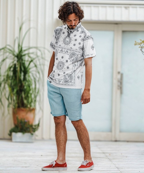 1minute 1second(ワンミニットワンセカンド)の「mhs2364-bandana pattern polo shirt ポロシャツ(ポロシャツ・メンズ・ブラック×ホワイト/ホワイト×ブラック/ホワイト×ブルー・S/M/L/XL)」の15枚目の写真