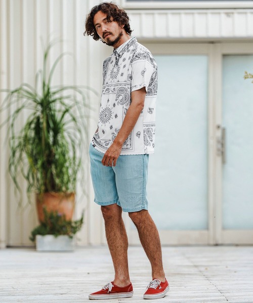1minute 1second(ワンミニットワンセカンド)の「mhs2364-bandana pattern polo shirt ポロシャツ(ポロシャツ・メンズ・ブラック×ホワイト/ホワイト×ブラック/ホワイト×ブルー・S/M/L/XL)」の16枚目の写真