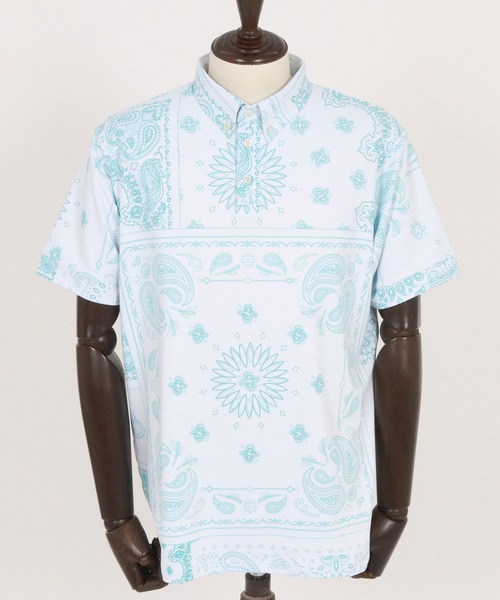 1minute 1second(ワンミニットワンセカンド)の「mhs2364-bandana pattern polo shirt ポロシャツ(ポロシャツ・メンズ・ブラック×ホワイト/ホワイト×ブラック/ホワイト×ブルー・S/M/L/XL)」の18枚目の写真