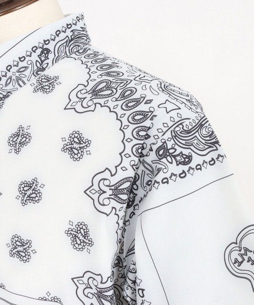 1minute 1second(ワンミニットワンセカンド)の「mhs2364-bandana pattern polo shirt ポロシャツ(ポロシャツ・メンズ・ブラック×ホワイト/ホワイト×ブラック/ホワイト×ブルー・S/M/L/XL)」の22枚目の写真