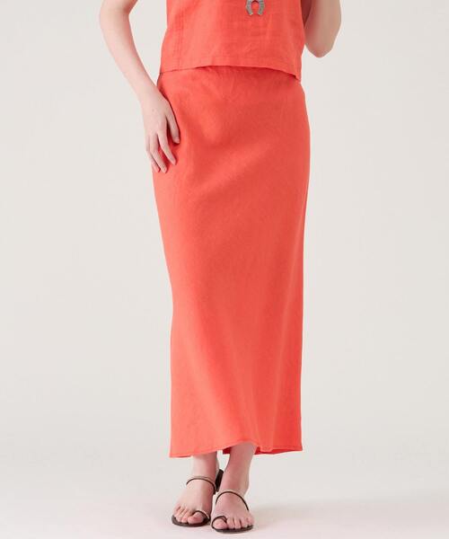 martinique（マルティニーク）の「ウォッシュリネンスカート（セットアップ可）（スカート・レディース・ブラック/レッド/キナリ・1/2）」の3枚目の写真
