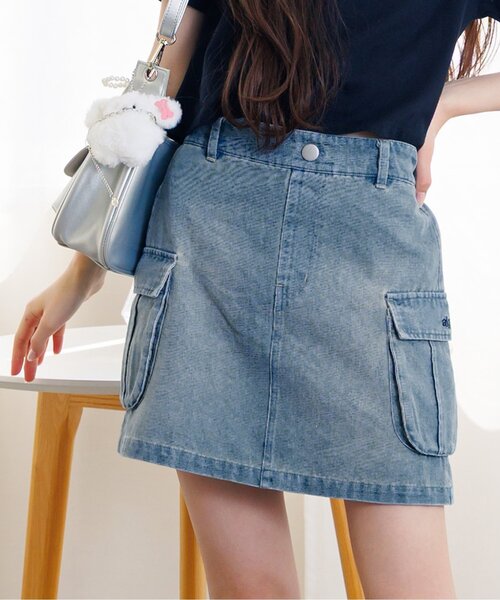 algy（アルジー）の「カーゴ台形スカパン（スカート・キッズ・カーキ/サックスブルー/ブラック/ベージュ・XX-SMALL/X-SMALL/MEDIUM/SMALL）」の4枚目の写真