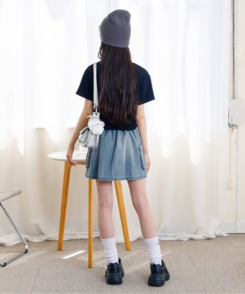 algy（アルジー）の「カーゴ台形スカパン（スカート・キッズ・カーキ/サックスブルー/ブラック/ベージュ・XX-SMALL/X-SMALL/MEDIUM/SMALL）」の11枚目の写真