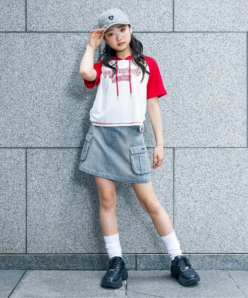 algy（アルジー）の「カーゴ台形スカパン（スカート・キッズ・カーキ/サックスブルー/ブラック/ベージュ・XX-SMALL/X-SMALL/MEDIUM/SMALL）」の13枚目の写真