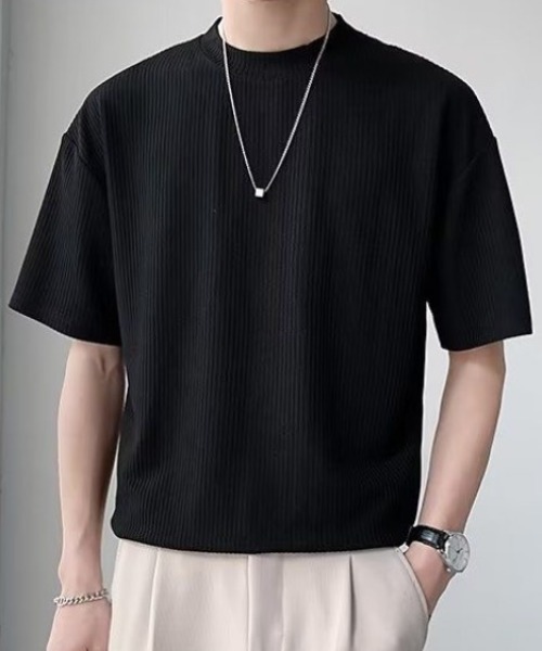 FreeZone(フリーゾーン)の「ポリエステルリブ編みTシャツ(Tシャツ/カットソー・メンズ・ホワイト/ブラック・F)」の10枚目の写真