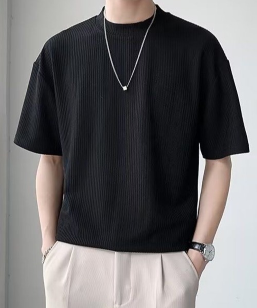 FreeZone(フリーゾーン)の「ポリエステルリブ編みTシャツ(Tシャツ/カットソー・メンズ・ホワイト/ブラック・F)」の11枚目の写真