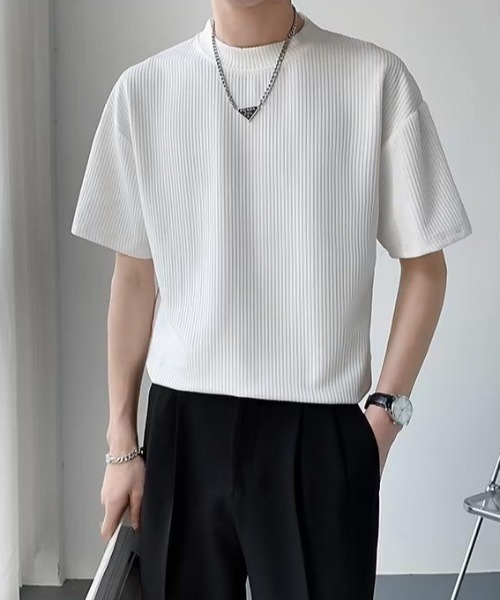 FreeZone(フリーゾーン)の「ポリエステルリブ編みTシャツ(Tシャツ/カットソー・メンズ・ホワイト/ブラック・F)」の13枚目の写真