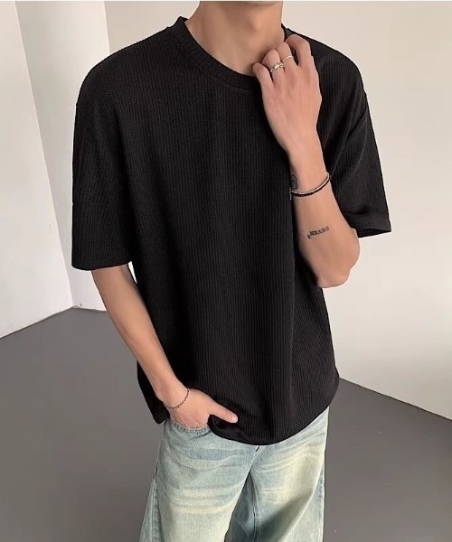 FreeZone(フリーゾーン)の「ポリエステルリブ編みTシャツ(Tシャツ/カットソー・メンズ・ホワイト/ブラック・F)」の16枚目の写真