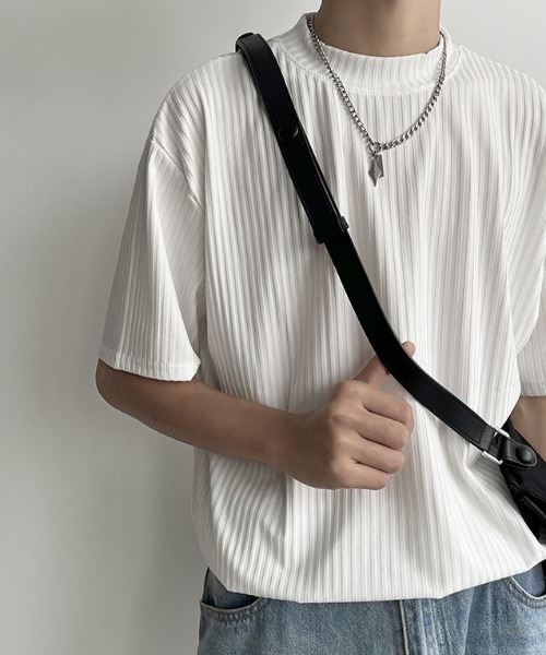 FreeZone(フリーゾーン)の「ポリエステルリブ編みTシャツ(Tシャツ/カットソー・メンズ・ホワイト/ブラック・F)」の19枚目の写真