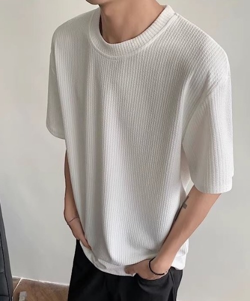 FreeZone(フリーゾーン)の「ポリエステルリブ編みTシャツ(Tシャツ/カットソー・メンズ・ホワイト/ブラック・F)」の21枚目の写真