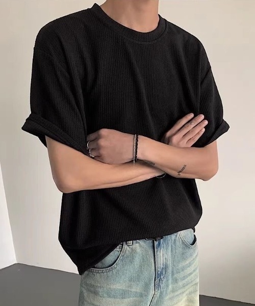 FreeZone(フリーゾーン)の「ポリエステルリブ編みTシャツ(Tシャツ/カットソー・メンズ・ホワイト/ブラック・F)」の22枚目の写真