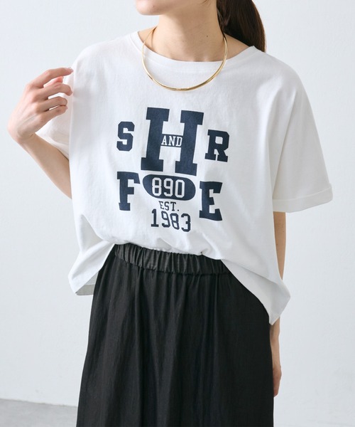 PUAL CE CIN（ピュアルセシン）の「カレッジロゴショートＴシャツ（Tシャツ/カットソー・レディース・チャコールグレー/オフホワイト/ピンク/ブルー・FREE）」の3枚目の写真