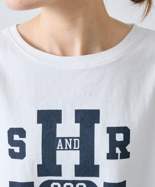 PUAL CE CIN（ピュアルセシン）の「カレッジロゴショートＴシャツ（Tシャツ/カットソー・レディース・チャコールグレー/オフホワイト/ピンク/ブルー・FREE）」の8枚目の写真