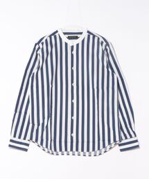 日本製 洗いざらし コットン ブロード ノーカラー シャツ ナノファイン加工(GW)