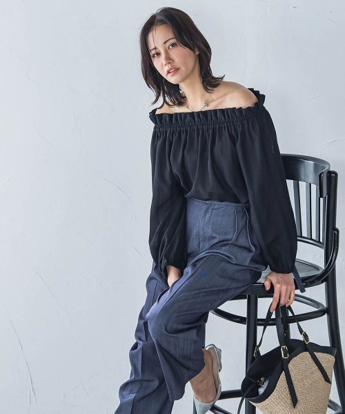 LAUTREAMONT（ロートレアモン）の「２WAYオフショルダーブラウス≪洗濯機で洗える≫（シャツ/ブラウス・レディース・オフホワイト/ブラック・9号）」の2枚目の写真