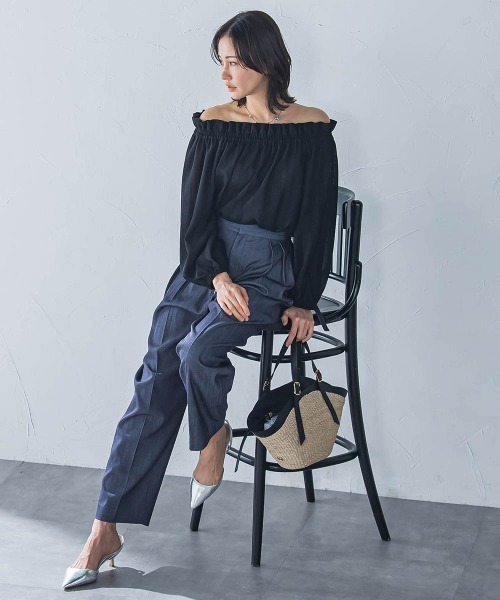 LAUTREAMONT（ロートレアモン）の「２WAYオフショルダーブラウス≪洗濯機で洗える≫（シャツ/ブラウス・レディース・オフホワイト/ブラック・9号）」の14枚目の写真