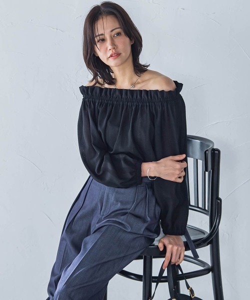 LAUTREAMONT（ロートレアモン）の「２WAYオフショルダーブラウス≪洗濯機で洗える≫（シャツ/ブラウス・レディース・オフホワイト/ブラック・9号）」の18枚目の写真